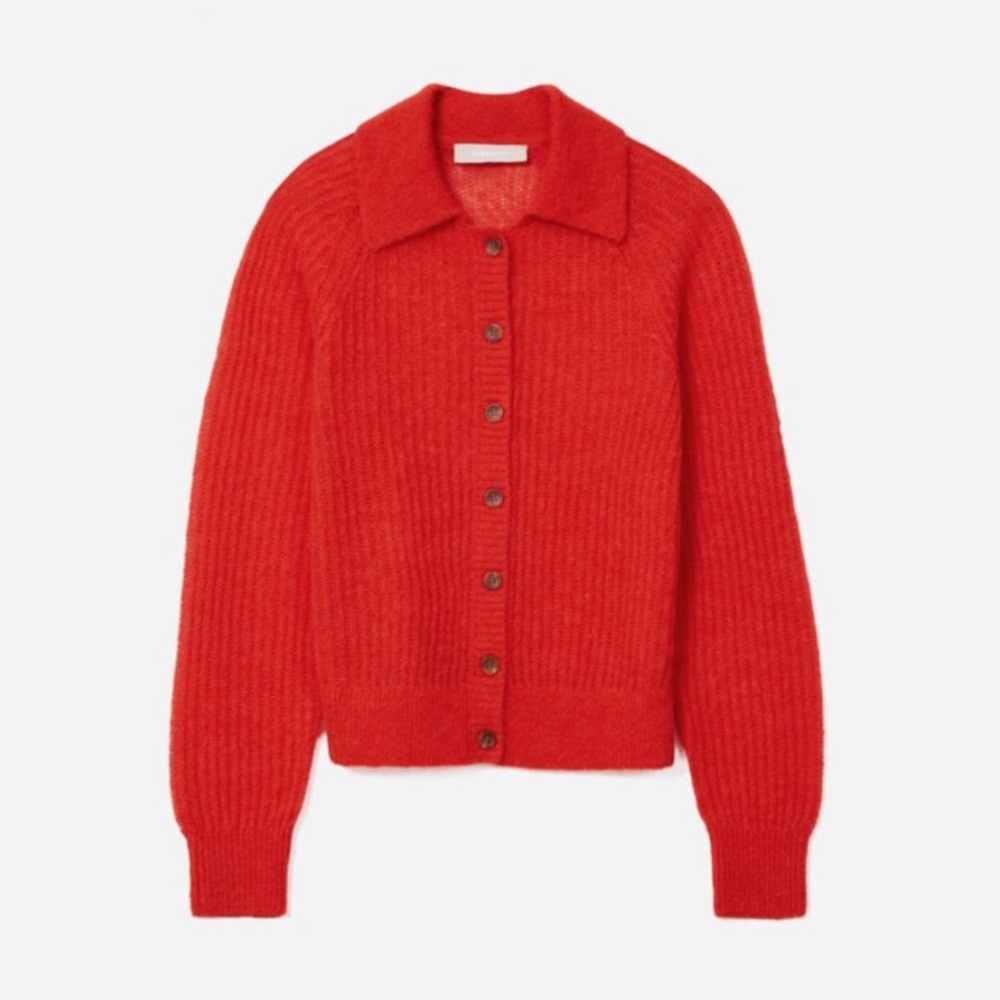 ISO red collared cardigan from everlane